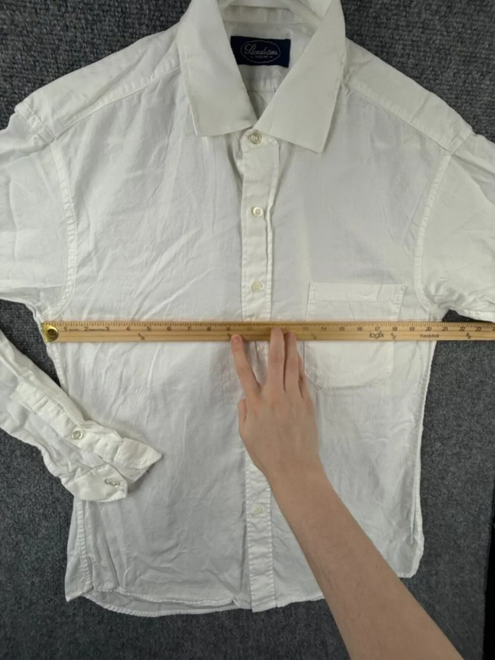 Stenstroms Button Up Shirt White Long Sleeve Cotton Size 40 Univ I Adult Woven